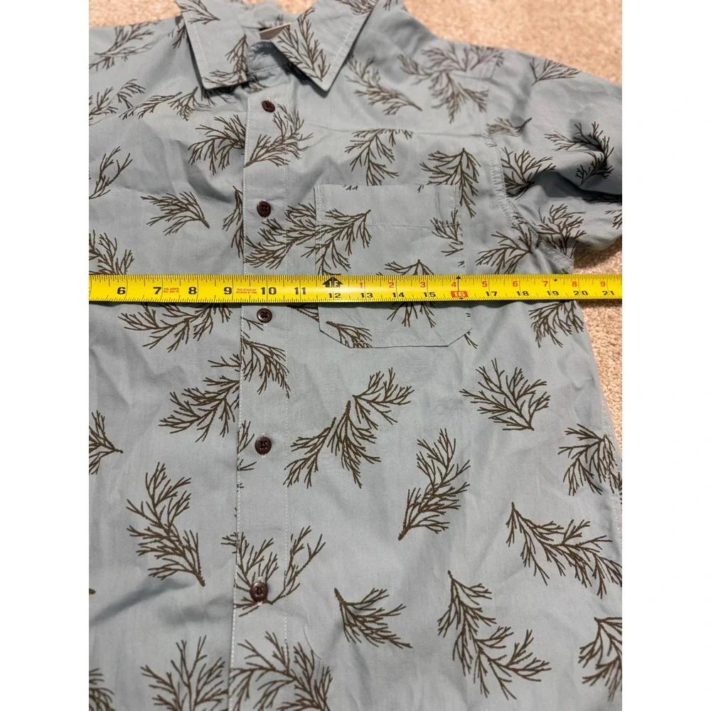 The North Face Mens Medium Blue Botanical Branch Print Short Sleeve Button Shirt